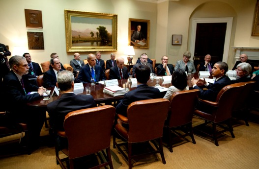 President Barack Obama met with healthcare stakeholders in the Roosevelt Room at the White House on May 11, 2009. Photo from www.healthreform.gov.